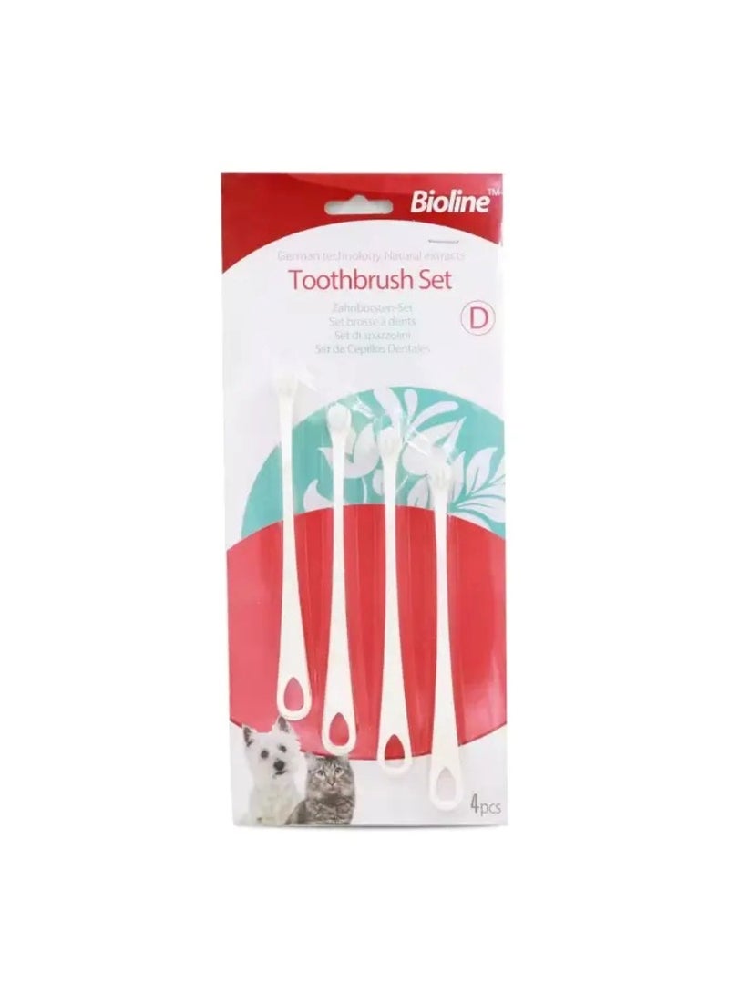 بايولاين مجموعة فرشاة أسنان للقطط والجراء – 4 قطع - Image 1